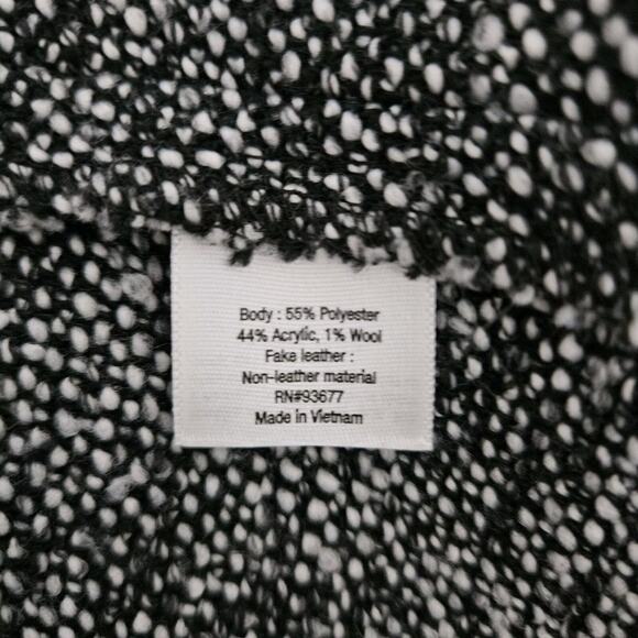 a.n.a. Open Front Moto Tweed Jacket Black White Woven Zippered Pockets XL - Picture 10 of 11